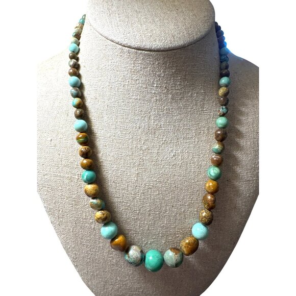 Jay King Mine Finds Turquoise Bead Necklace 925 Sterling Silver Graduated Round - Picture 1 of 8